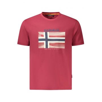 Tricou din bumbac barbati - cu imprimeu cu logo - Regular Fit - Rosu