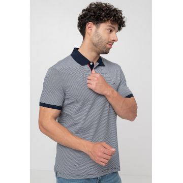 Tricou polo de bumbac cu dungi