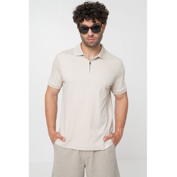 Tricou polo de bumbac organic cu fermoar scurt