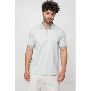 Tricou polo de bumbac organic cu fermoar scurt