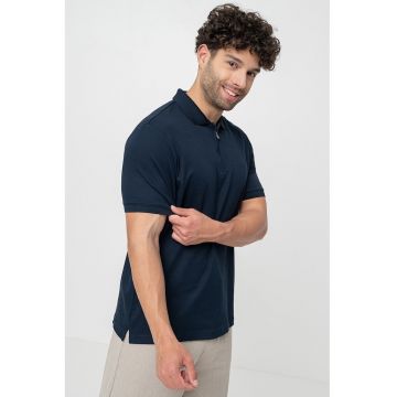 Tricou polo de bumbac organic cu fermoar scurt