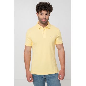Tricou polo slim fit din amestec de bumbac organic