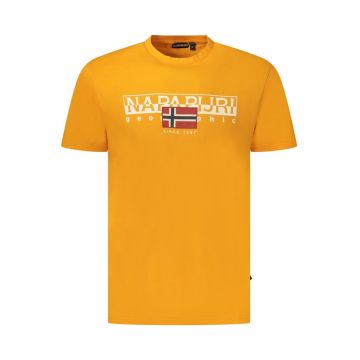 Tricou S-Aylmer barbati - cu imprimeu cu text - Regular Fit - Portocaliu