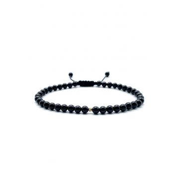Bratara cu bila AUR 14K si pietre naturale semipretioase - snur reglabil