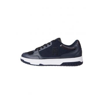 Pantofi sport din piele si piele intoarsa cu logo