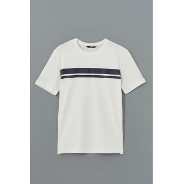 Tricou din bumbac cu decolteu la baza gatului