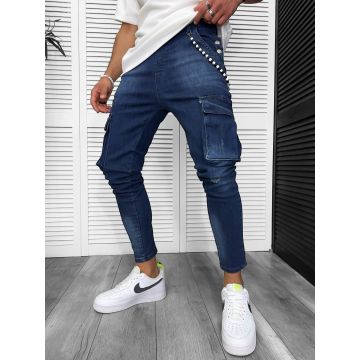Blugi barbati conici albastri cargo 13335