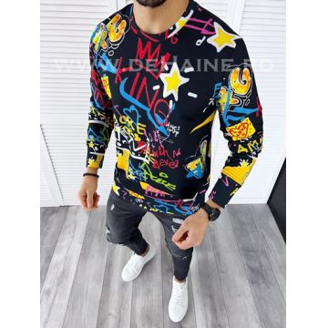 Bluza barbati neagra slim fit din silon B7660 D6-5.3