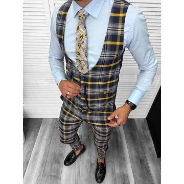 Compleu barbati Vesta + Pantaloni 13155 + Lant si cravata cadou 25-3.1