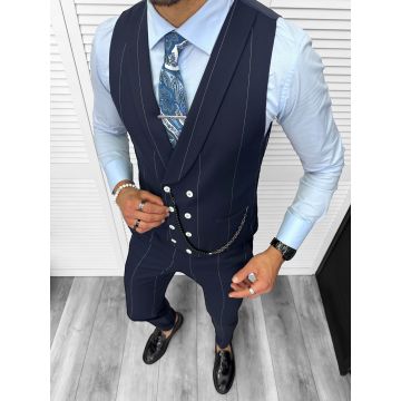 Compleu barbati  Vesta + Pantaloni B4010  Lant si cravata cadou 64-2