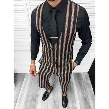 Compleu barbati  Vesta + Pantaloni B4061  Lant si cravata cadou 129-2