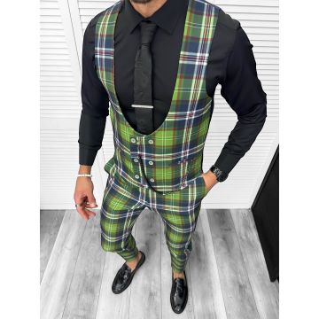 Compleu barbati  Vesta + Pantaloni B4100 Lant si cravata cadou  5-2