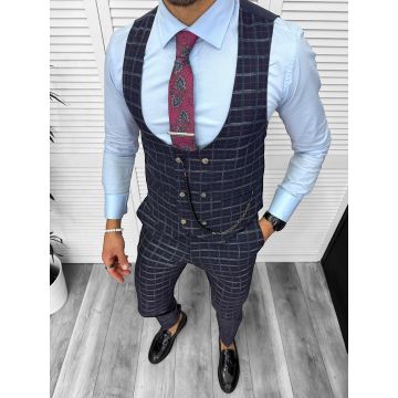 Compleu barbati  Vesta + Pantaloni B5539 Lant si cravata cadou 51-2 S1