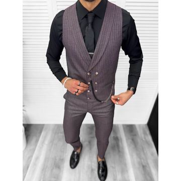 Compleu barbati  Vesta + Pantaloni  B5725 Lant si cravata cadou30-1