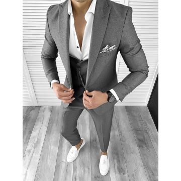 Costum barbati slim fit in sacou + pantaloni + vesta 11703  N7-4.3