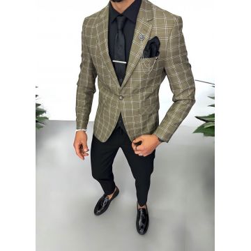 Costum barbati  slim fit sacou  pantaloni  vesta  cravata  batista  13196