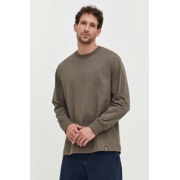 G-Star longsleeve din bumbac culoarea verde, uni