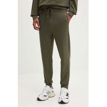 HUGO pantaloni de trening din bumbac culoarea verde, neted, 50489617