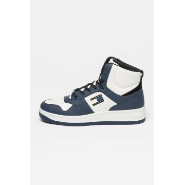 Pantofi sport mid-high de piele cu detalii contrastante