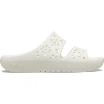 Papuci Crocs Classic Floral Cut-Out Sandal Alb - Chalk