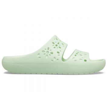 Papuci Crocs Classic Floral Cut-Out Sandal Verde - Jade Tint