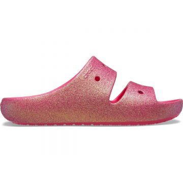 Papuci Crocs Classic Iridescent Glitter Sandal 2.0 Rosu - Cherry Red
