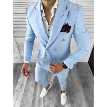 Sacou barbati slim fit 2 randuri de nasturi albastru11702 N8-4.2 Sacou barbati slim fit 2 randuri de nasturi albastru11702 N8-4.2