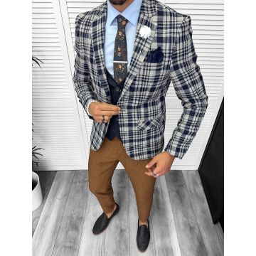 Sacou barbati slim fit bleumarin 13197  12
