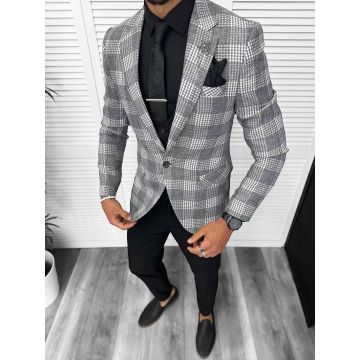 Sacou barbati slim fit gri 3094
