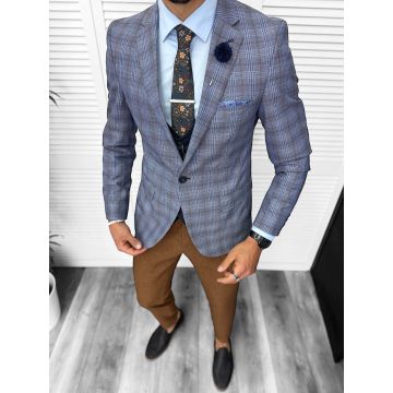 Sacou barbati slim fit in carouri 678