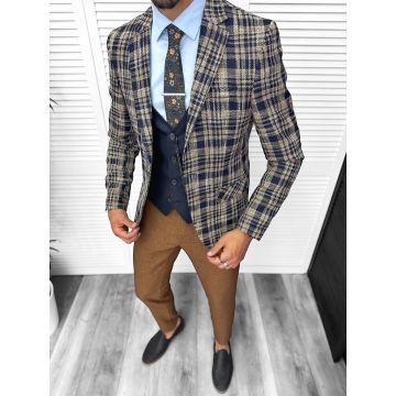 Sacou barbati slim fit maro 13197  12-1.2
