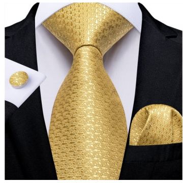 Set cravata aurie + batista + butoni - matase - model 532