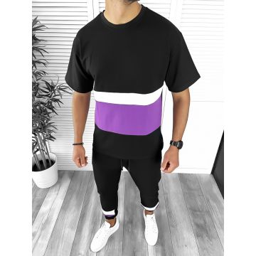 Trening barbati negru pantaloni + tricou oversize B7987 O3-4.3