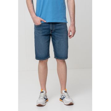 Blugi scurti cu aspect decolorat - Albastru