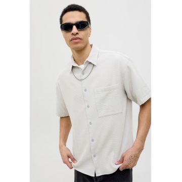 Camasa relaxed fit de bumbac - Gri deschis