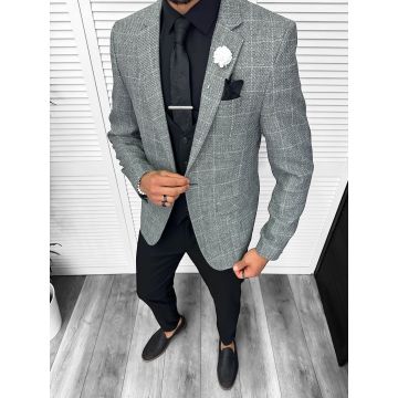Costum barbati  slim fit sacou  pantaloni  vesta  cravata  batista 13203