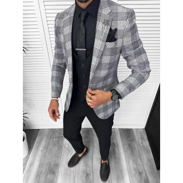 Costum barbati  slim fit sacou  pantaloni  vesta  cravata  batista 13207