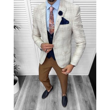 Costum barbati  slim fit sacou  pantaloni  vesta  cravata  batista 13208
