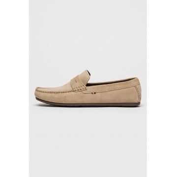 Pantofi loafer de piele intoarsa cu varf rotund