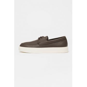 Pantofi loafer din piele cu varf rotund