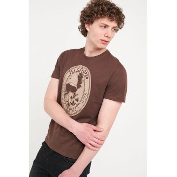 Tricou cu decolteu la baza gatului si imprimeu