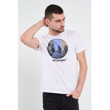 Tricou cu decolteu la baza gatului si imprimeu