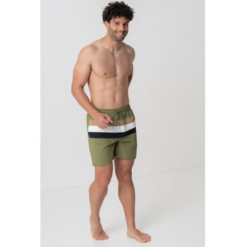 Pantaloni scurti de baie cu snur in talie si model in dungi