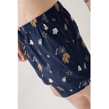 Pantaloni scurti de baie cu snur si detaliu brodat