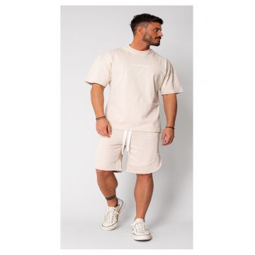 Set Kobe II tricou si pantalon scurt Oversized Light Beige 15814