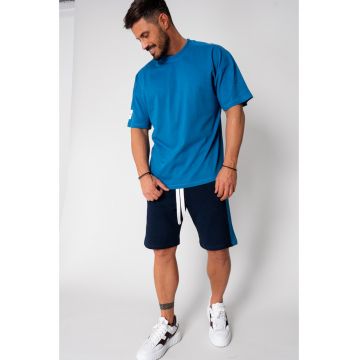 Set LeClub tricou oversized si pantalon scurt Duo Peacock Blue 15841