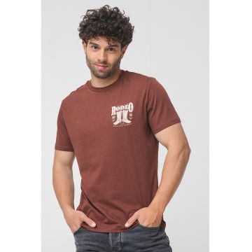 Tricou cu imprimeu grafic pe partea din spate - Maro