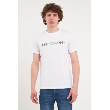 Tricou de bumbac cu decolteu la baza gatului - Alb