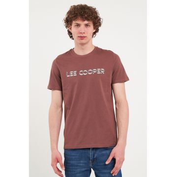 Tricou de bumbac cu decolteu la baza gatului