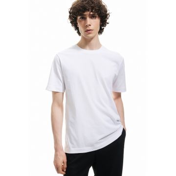 Tricou uni cu decolteu la baza gatului